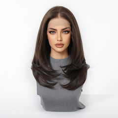 LaceFront Rich Espresso Brown Long Layered Blowout 18