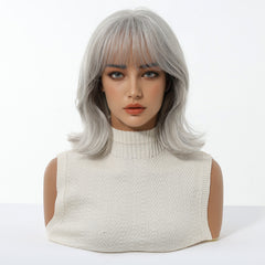 Silver Frost Layered Bob with Wispy Bangs 10