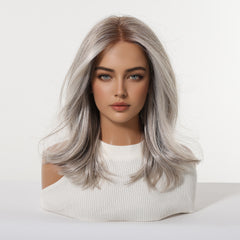 AuraTress MONO Rooted Pearl Ash Blonde Feathered Layers 18