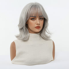 Silver Frost Layered Bob with Wispy Bangs 10