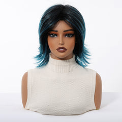 Midnight Blue Layered Bob Curly 12