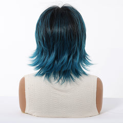 Midnight Blue Layered Bob Curly 12