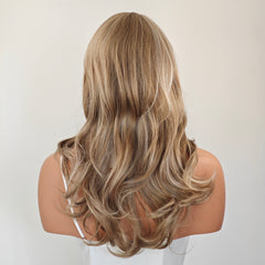 Beige Blonde Layered Wavy Wig with Ash Highlights 20