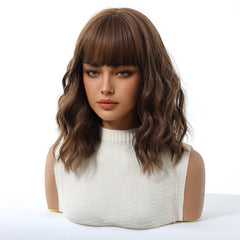 Chocolate Brown with Bangs Short Waves 14