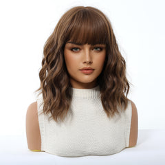 Chocolate Brown with Bangs Short Waves 14