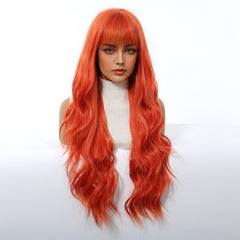 Fiery Orange with Bangs Long Waves 28