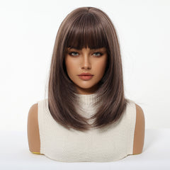 Soft Mocha Classic Bob with Full Bangs 14