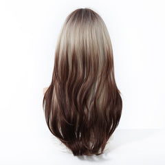 Ash Brown Silver Highlight Layered Straight 24
