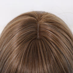 Ash Beige Blonde with Bangs Straight Layers 22