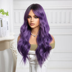 Ombre Purple with Bangs Long Wavy 2