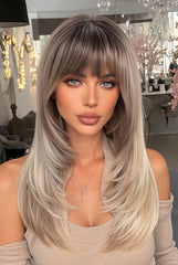 Light Brown Top to Blonde End with Bangs Curly 22