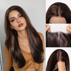 LaceFront Dark Brown & Golden Extra Long Curly 26