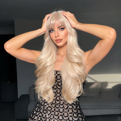 Champagne with Bangs Long Curly 26