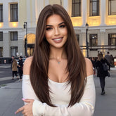 LaceFront Dark Chocolate Brown Long Feathered Layers 22