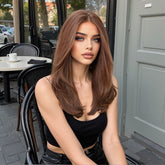 LaceFront Light Chestnut Brown Medium Layered Straight 18