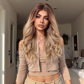 AuraTress MONO Brown Top to Golden End Long Curly 20