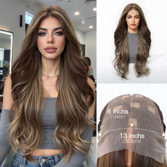 LaceFront Mocha Brown Balayage Body Long Wave 30