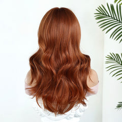 Autumn Copper Waves Wig with Wispy Bangs