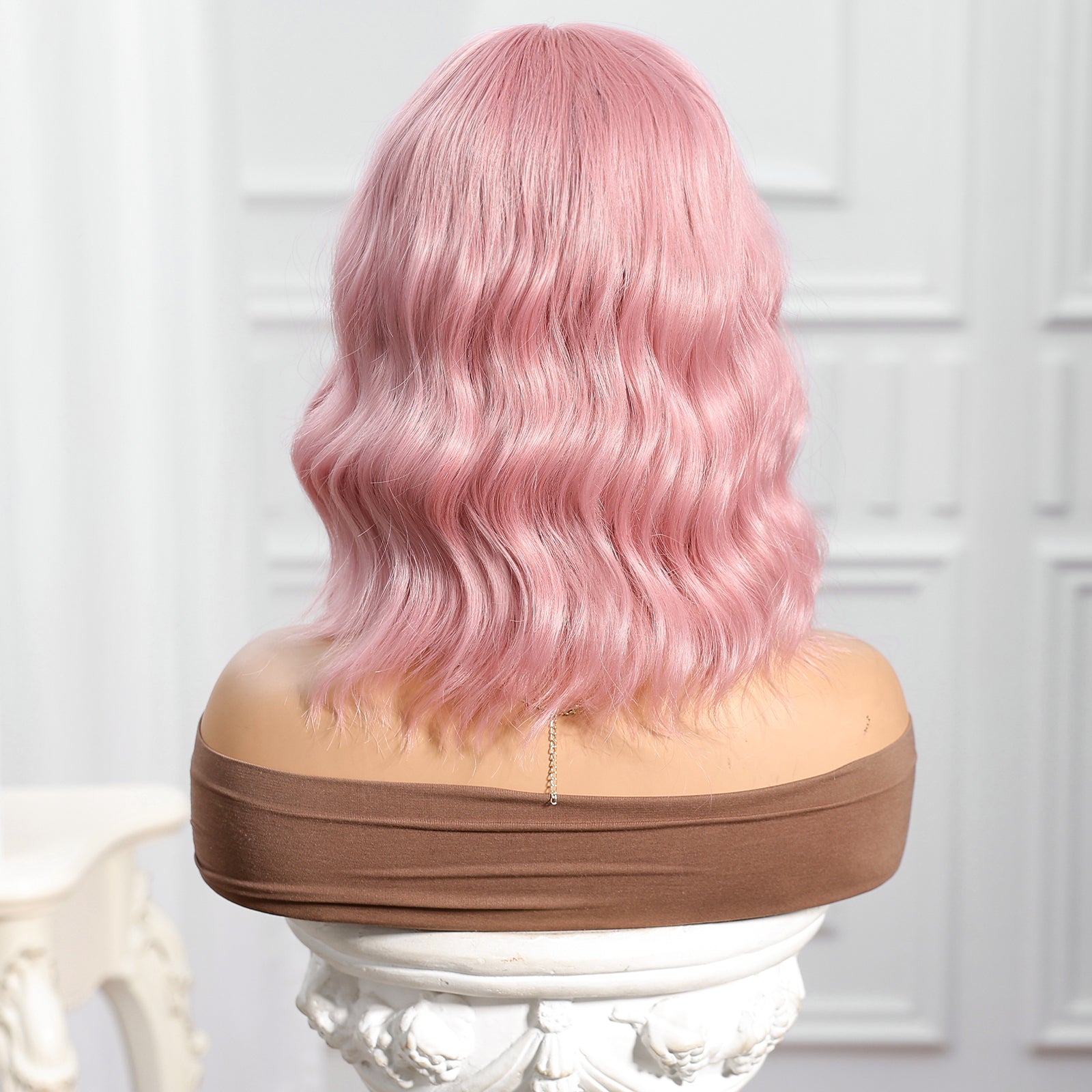 Light Pink Bob-Style Wavy Medium 14