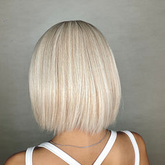 Platinum Blonde with Bangs Straight Bob 12
