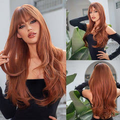 Copper with Bangs Long Curly 28