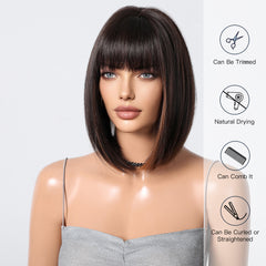 Dark Brown with Lighter brown Highlights Bob 12
