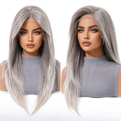 LaceFront Silver Grey Long Straight 22