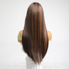 Chocolate Brown Highlighted Headband Straight 24