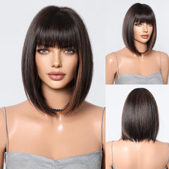 Dark Brown with Lighter brown Highlights Bob 12