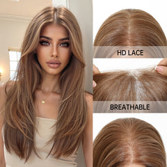 LaceFront Light Mocha Brown with Beige Highlights 22