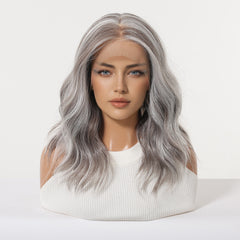 LaceFront Silver Ash Grey Medium Wavy 14"