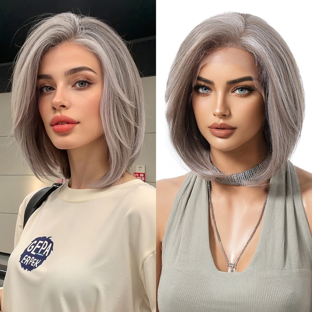LaceFront Silvery Blonde Medium Bob 10