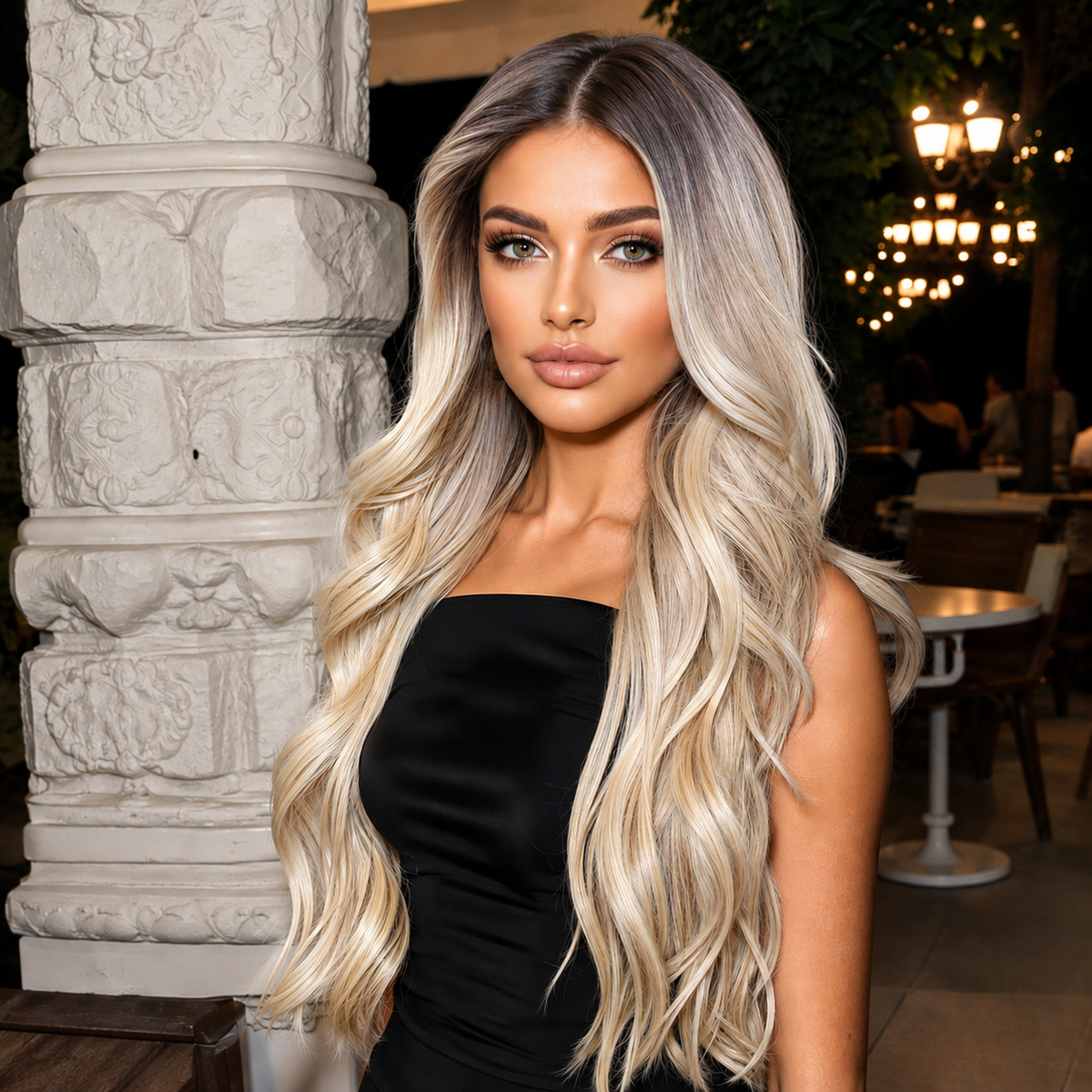 LaceFront Shadow Root Champagne Blonde Body Long Wave 28
