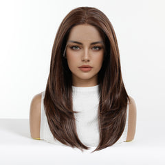 LaceFront Chocolate Brown Long Layered Straight 18