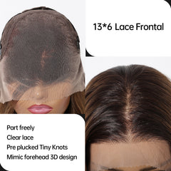 LaceFront Light Brown with Dark Roots Long Wavy 24