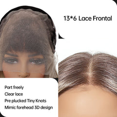 LaceFront Blonde with Brown Root Long Wavy 24