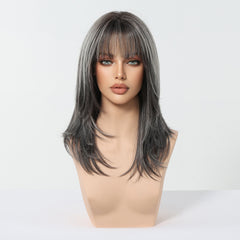 Smoky Ash Feather Layers with Air Bangs 18