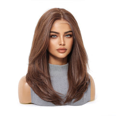 LaceFront Light Chestnut Brown Medium Layered Straight 18