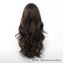 Dark Chocolate Brown with Bangs Long Curls 24