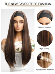 Chocolate Brown Highlighted Headband Straight 24