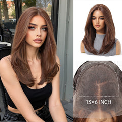 LaceFront Light Chestnut Brown Medium Layered Straight 18