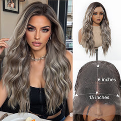 LaceFront Ash Blonde Balayage Long Wavy 22