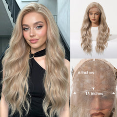 LaceFront Vanilla Beige Blonde Long Tousled Waves 26