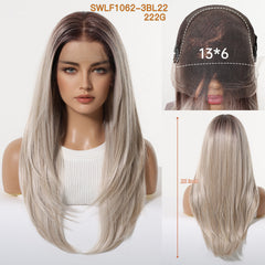 LaceFront Iced Champagne Blonde with Dark Roots Long Layered Straight 22