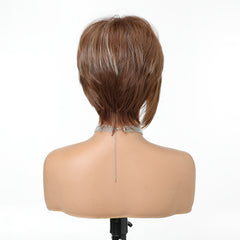 Caramel Toffee Brown with Blonde Highlights Layered Pixie Bob 8