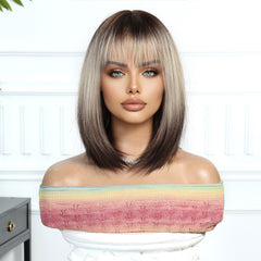 Chic Ombre  with Bangs Bob-Style Medium 12