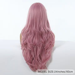 Pastel Pink with Bangs Long Waves 24