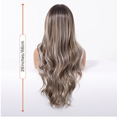 Lace Front Silvery & Brown Extra Long Curly 26