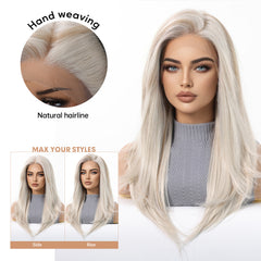 Lace Front Silvery Blonde Long Curly 22