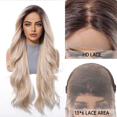 LaceFront Shadow Root Champagne Blonde Body Long Wave 28